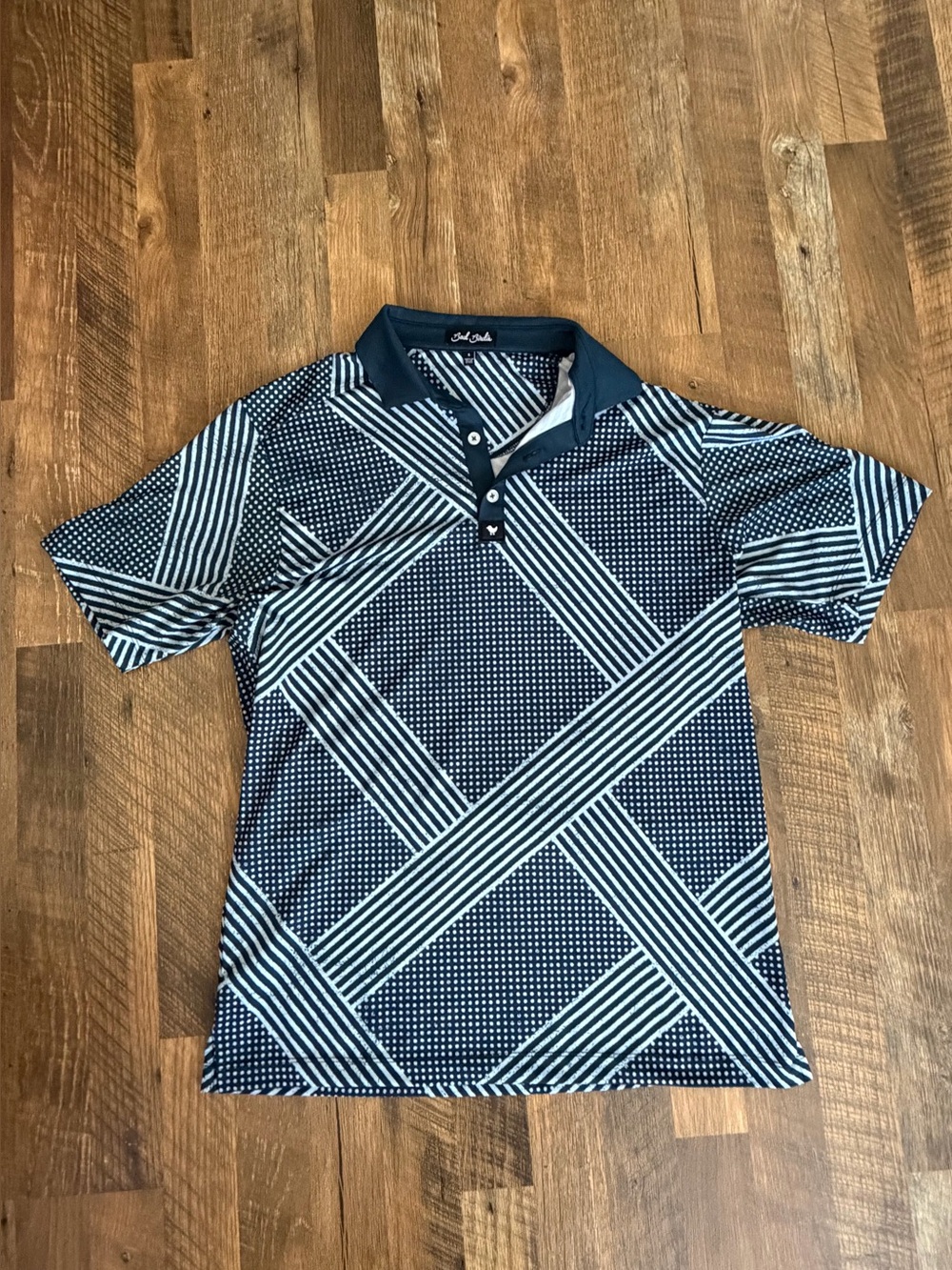 NWOT* Bad Birdie Men’s Navy Patterned Short-Sleeve Golf Polo Shirt- Size Small